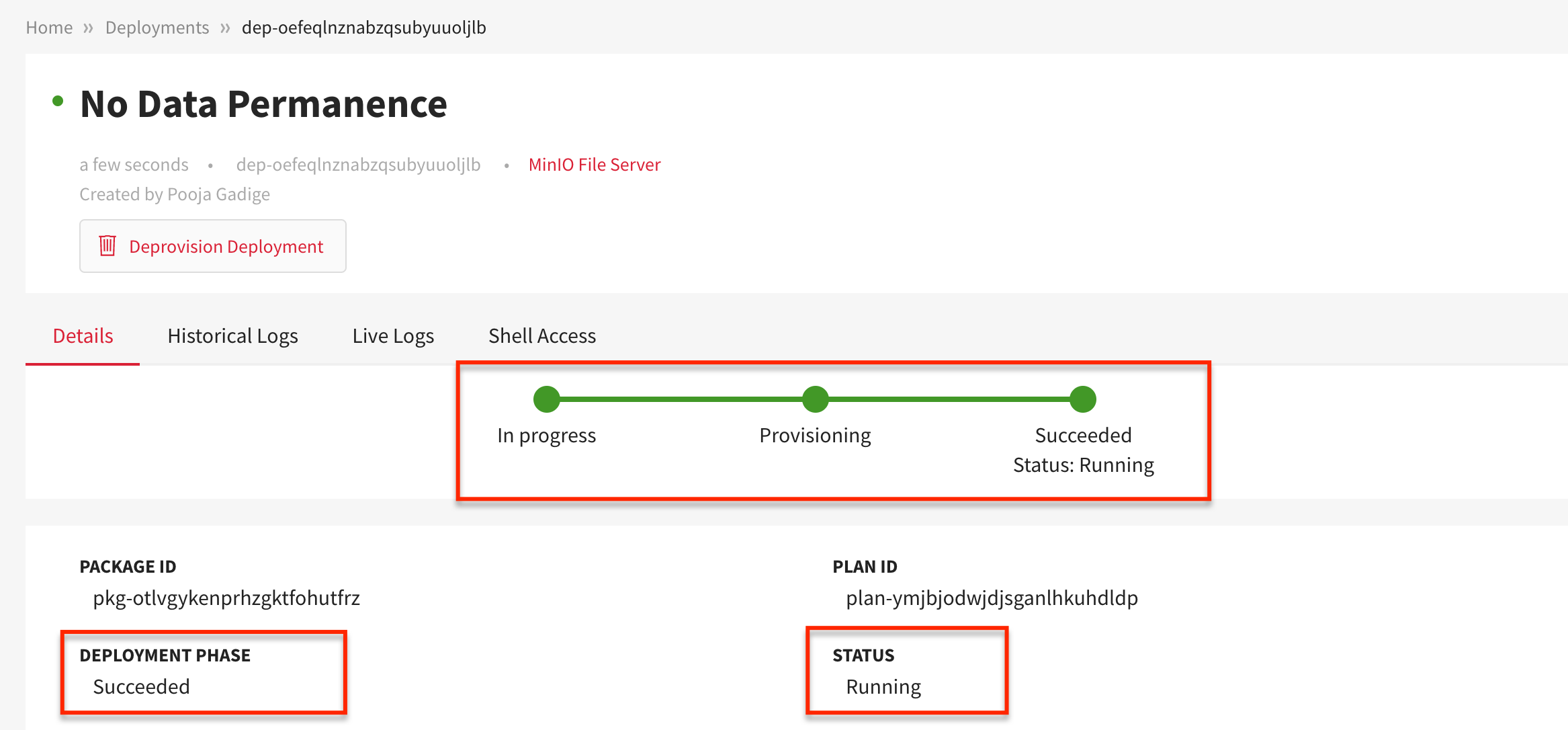 No Data Permanence Deployment