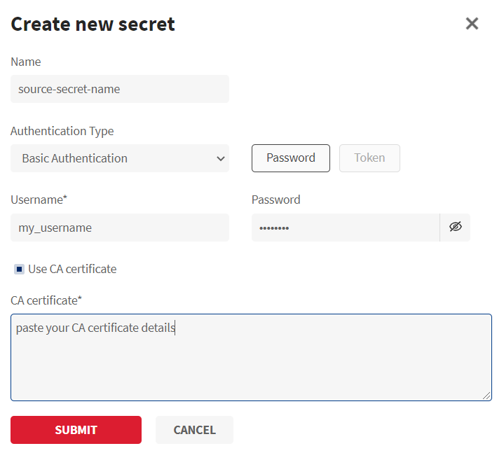 Basic auth via password